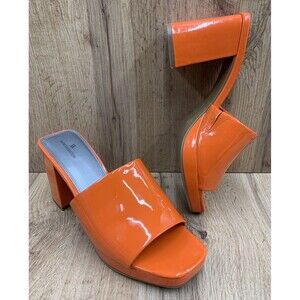 Worthington Laurel Block Heel Shoe Women's 9 M Orange Patent Leather 023-0312